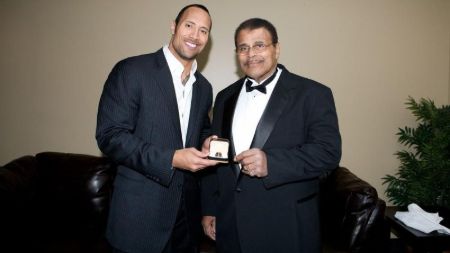 Late WWE legend Rocky Johnson with his son Dwayne 'The Rock' Johnson.